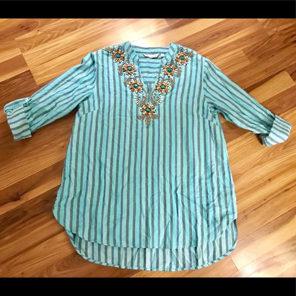 Soft Surroundings Small petit blue stripe tunic